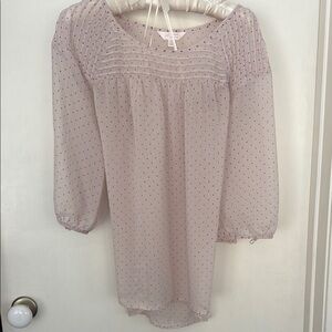 Lauren Conrad Sheer Pink Polka Dot Blouse